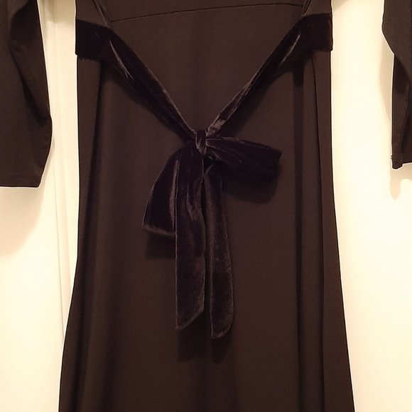 Attention brand Black Polyester, Velour trim Fit n Flare Midi Dress, Woman Sz S - Picture 4 of 12